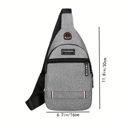 Men's Chest Bag Men's Shoulder Bag Casual Sports USB Small Backpack