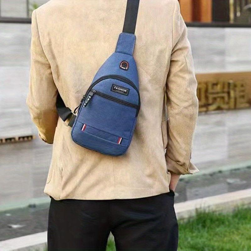 Men's Chest Bag Men's Shoulder Bag Casual Sports USB Small Backpack