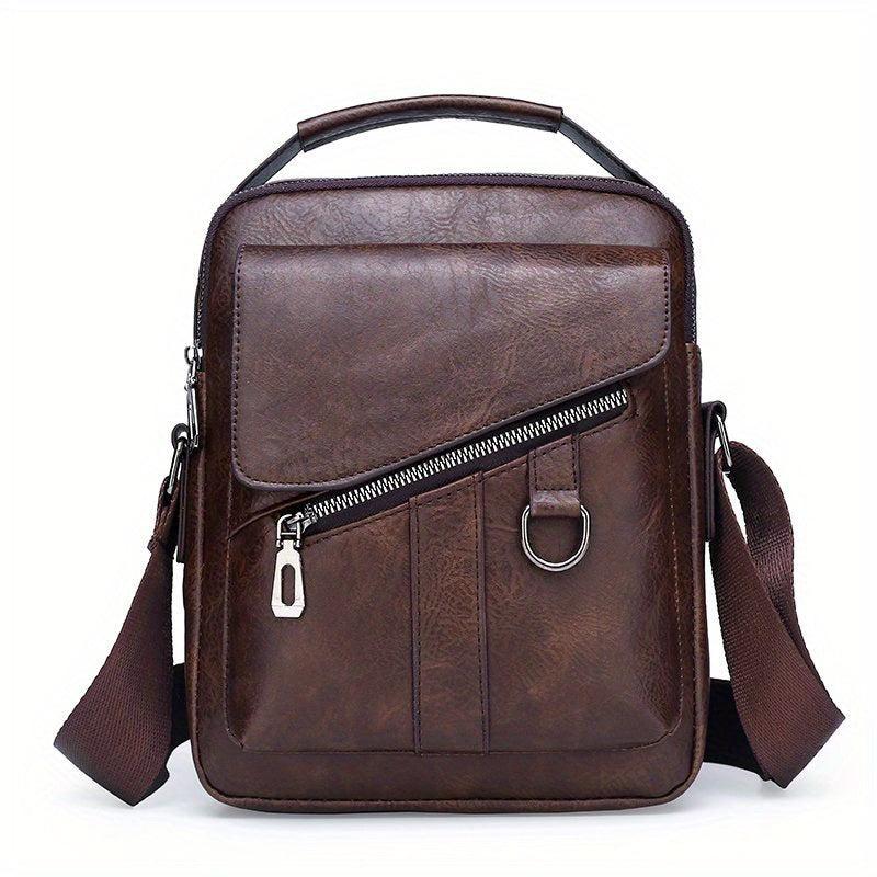 Men's Leather Crossbody Bag Vintage Diagonal Shoulder Bag