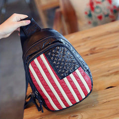 American Flag Pattern Sling Bag Women's Crossbody Chest Bag