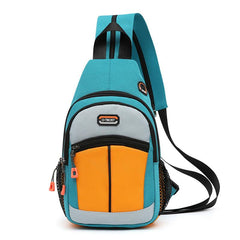Colorblock Sling Bag Zipper Chest Outdoor Sports Storage Bag