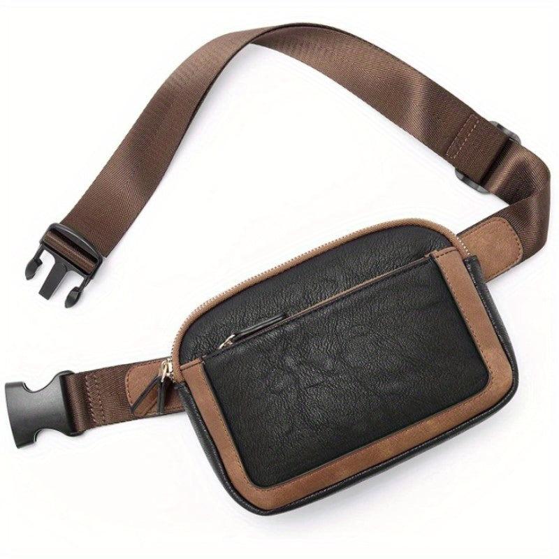Colorblock Waist Bag Zipper Belt Bag for Women - Outdoor Purse
