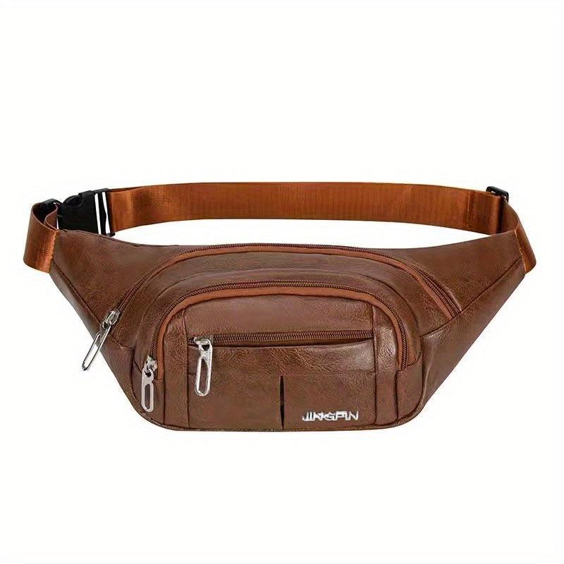 Men's PU Leather Large Capacity Waist Bag for Sports