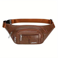 Men's PU Leather Large Capacity Waist Bag for Sports