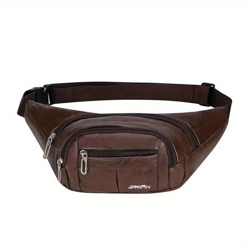 Men's PU Leather Large Capacity Waist Bag for Sports