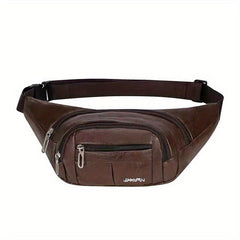 Men's PU Leather Large Capacity Waist Bag for Sports