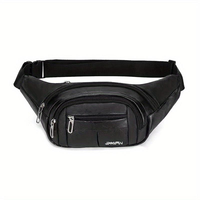 Men's PU Leather Large Capacity Waist Bag for Sports