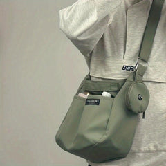 Large Capacity Messenger Bag Crossbody Bag With Coin Purse & Earphone Pouch