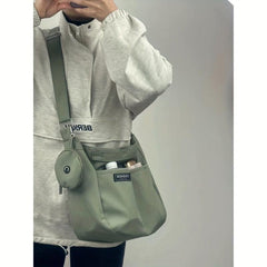 Large Capacity Messenger Bag Crossbody Bag With Coin Purse & Earphone Pouch