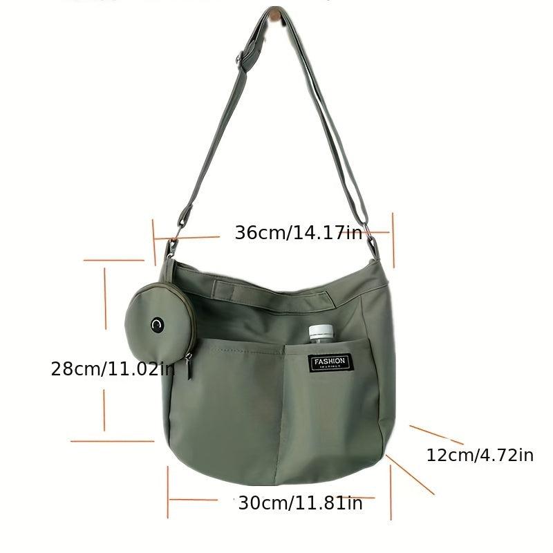 Large Capacity Messenger Bag Crossbody Bag With Coin Purse & Earphone Pouch