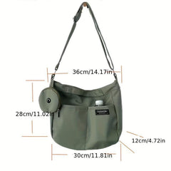 Large Capacity Messenger Bag Crossbody Bag With Coin Purse & Earphone Pouch
