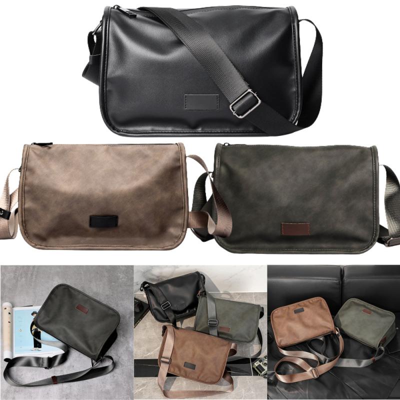 Men's Leather Crossbody Bag Casual Shoulder Messenger Bag