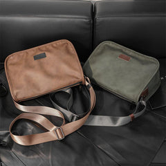 Men's Leather Crossbody Bag Casual Shoulder Messenger Bag