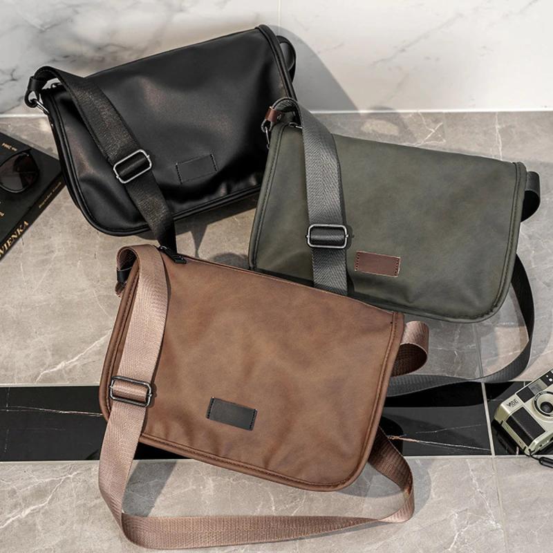 Men's Leather Crossbody Bag Casual Shoulder Messenger Bag