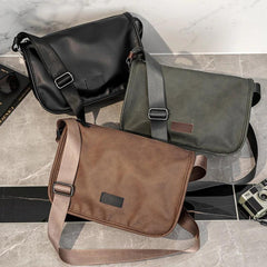 Men's Leather Crossbody Bag Casual Shoulder Messenger Bag