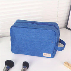 Men's Portable Canvas Toiletry Bag with Stamp Design