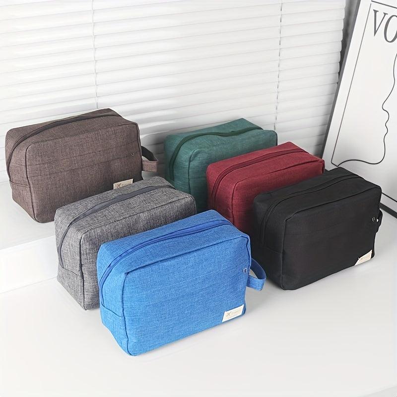 Men's Portable Canvas Toiletry Bag with Stamp Design