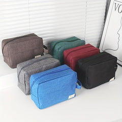Men's Portable Canvas Toiletry Bag with Stamp Design
