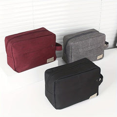 Men's Portable Canvas Toiletry Bag with Stamp Design
