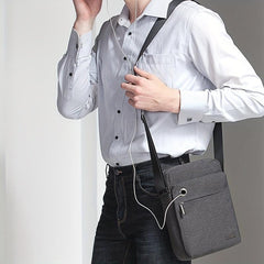 Men's Vertical Crossbody Bag With Earphone Hole