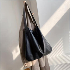 Soft Faux Leather Shoulder Bag for Men - Minimalist Tote Bag