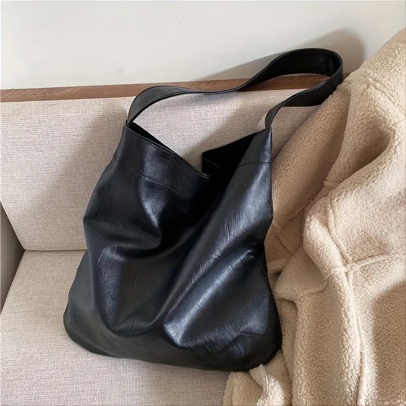 Soft Faux Leather Shoulder Bag for Men - Minimalist Tote Bag