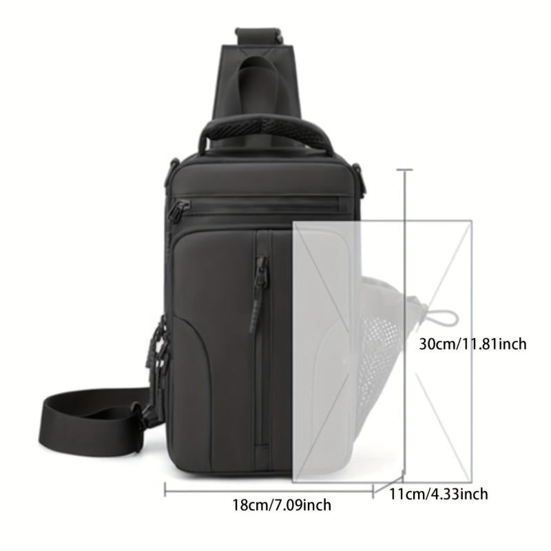 Men's Nylon Crossbody Bag USB Charging Port Waterproof Shoulder Bag