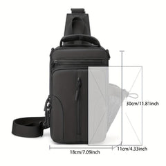 Men's Nylon Crossbody Bag USB Charging Port Waterproof Shoulder Bag