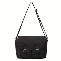 Youth Canvas Shoulder Bag Large Capacity Square Diagonal Satchel