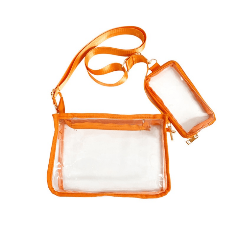 Clear PVC Messenger Bag w/ Small Purse - Stadium Crossbody Bag