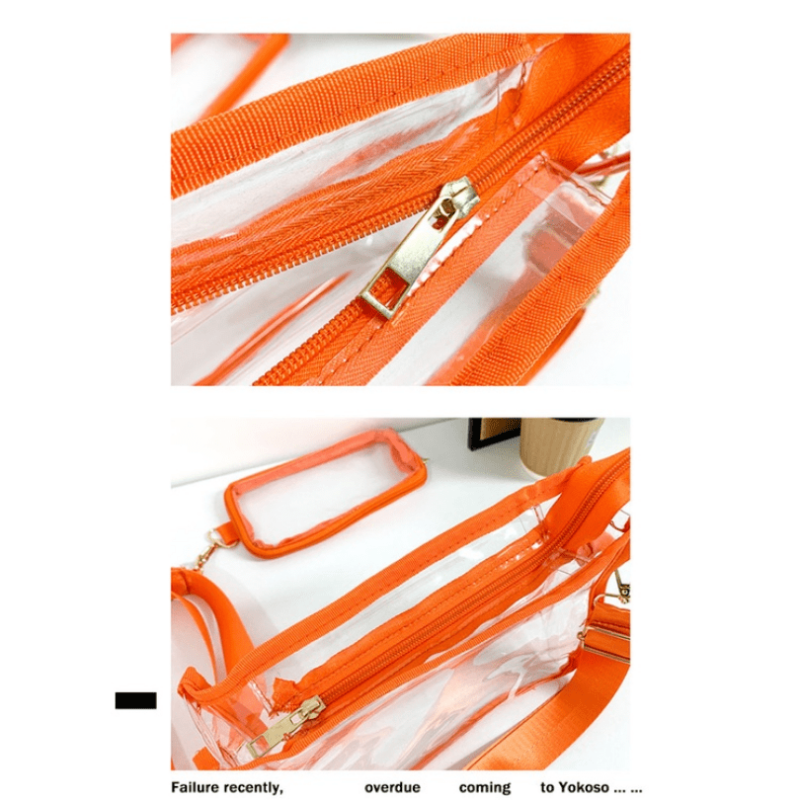 Clear PVC Messenger Bag w/ Small Purse - Stadium Crossbody Bag