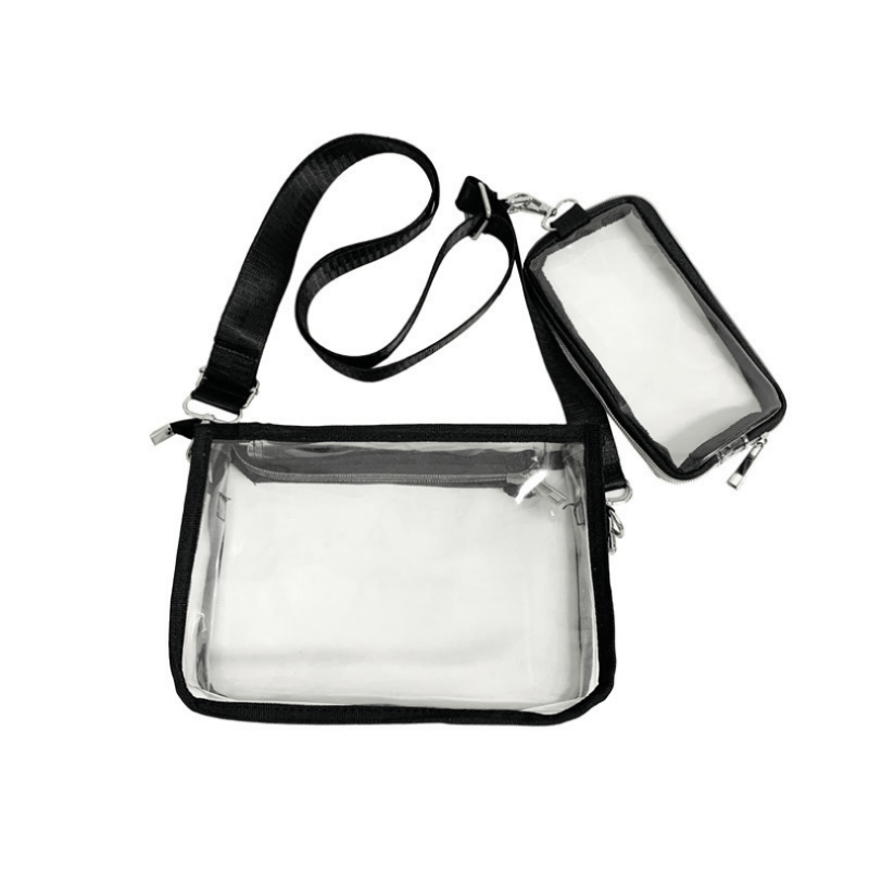 Clear PVC Messenger Bag w/ Small Purse - Stadium Crossbody Bag