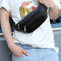 Men's Leather Waist Bag Fanny Pack Casual Chest Bag
