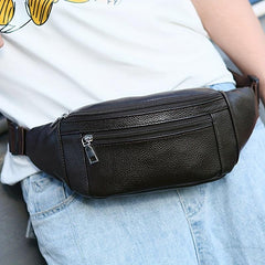 Men's Leather Waist Bag Fanny Pack Casual Chest Bag