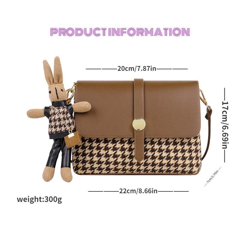 Houndstooth Crossbody Bag Plaid Satchel Shoulder Bag
