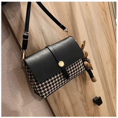 Houndstooth Crossbody Bag Plaid Satchel Shoulder Bag