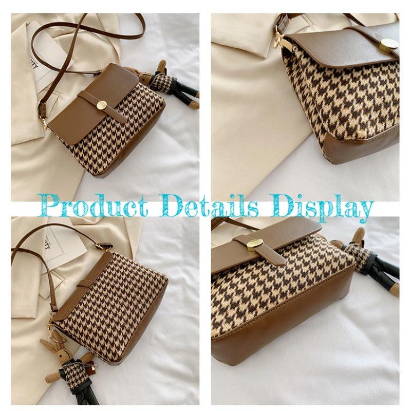 Houndstooth Crossbody Bag Plaid Satchel Shoulder Bag