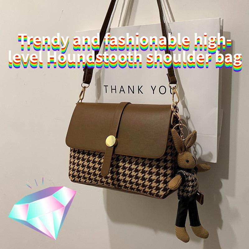 Houndstooth Crossbody Bag Plaid Satchel Shoulder Bag