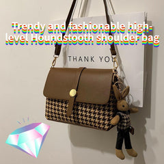 Houndstooth Crossbody Bag Plaid Satchel Shoulder Bag