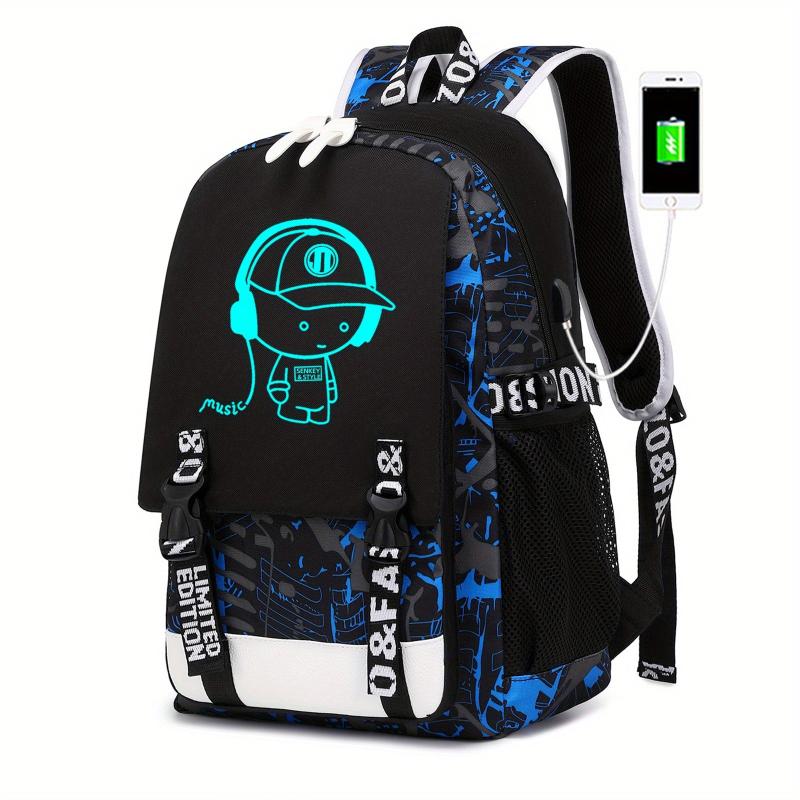 Kids Luminous Backpack with USB Charging - Lightweight School Bag