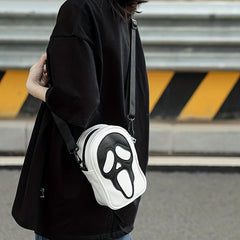 Ghost Skull Crossbody Bag Soft PU Leather Messenger Bag Mobile Phone Holder