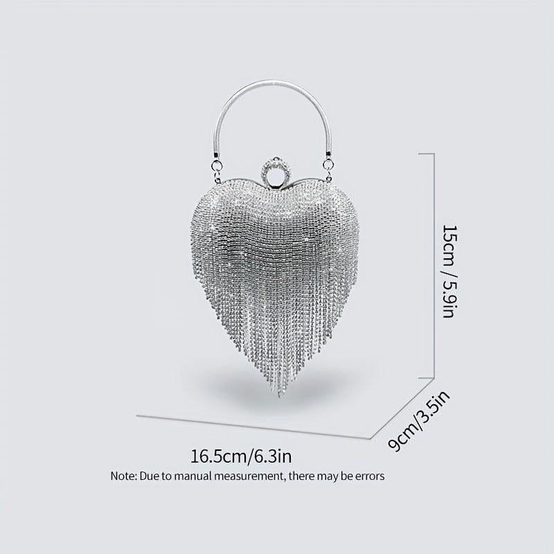 Heart Shape Evening Bag Tassel Wedding Handbag Top Ring Clutch