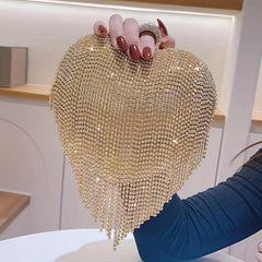 Heart Shape Evening Bag Tassel Wedding Handbag Top Ring Clutch