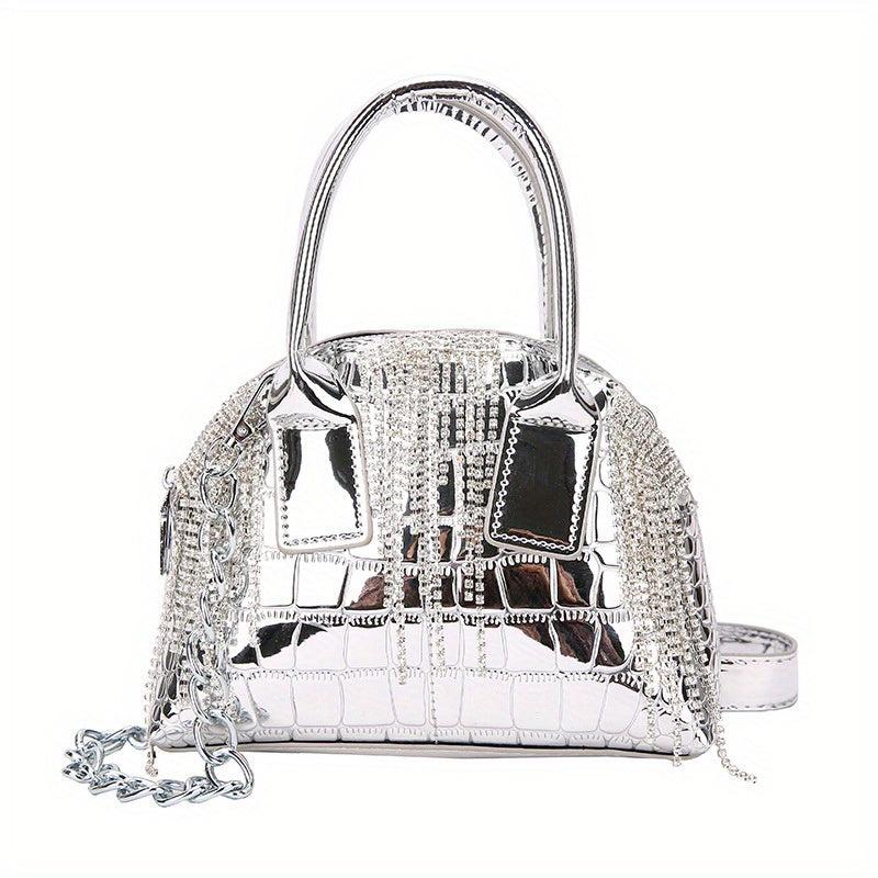 Crocodile Grain Crossbody Bag Single Shoulder Bright Handbag