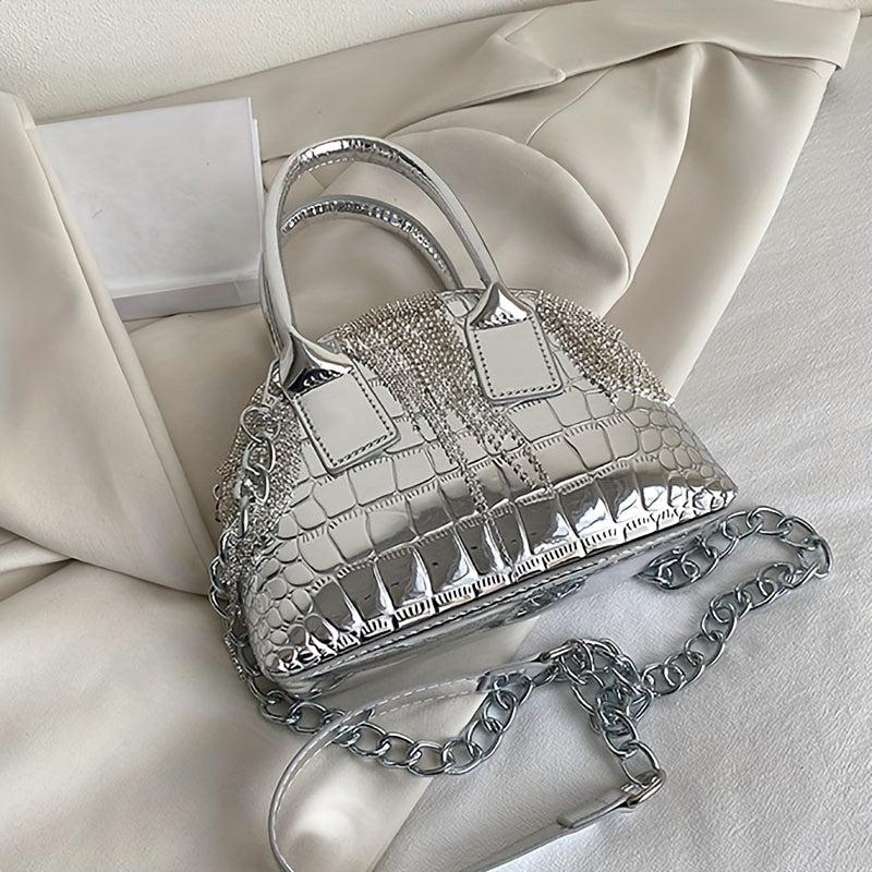 Crocodile Grain Crossbody Bag Single Shoulder Bright Handbag