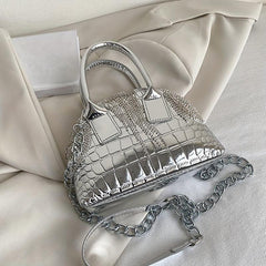 Crocodile Grain Crossbody Bag Single Shoulder Bright Handbag