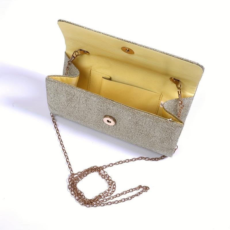 Glitter Clutch Wallet Flap Coin Purse Evening Bag With Chain Strap
