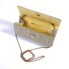 Glitter Clutch Wallet Flap Coin Purse Evening Bag With Chain Strap