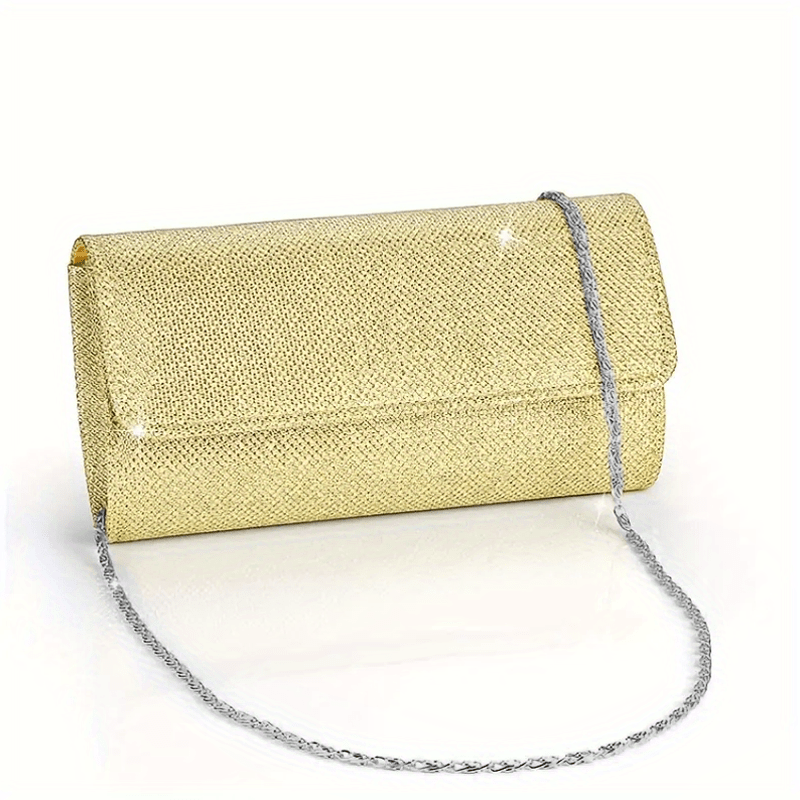Glitter Clutch Wallet Flap Coin Purse Evening Bag With Chain Strap