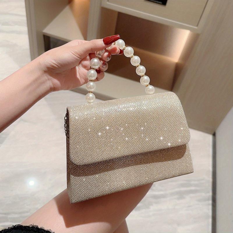 Glitter Shoulder Bag Flap Magnet Top Handle Handbag